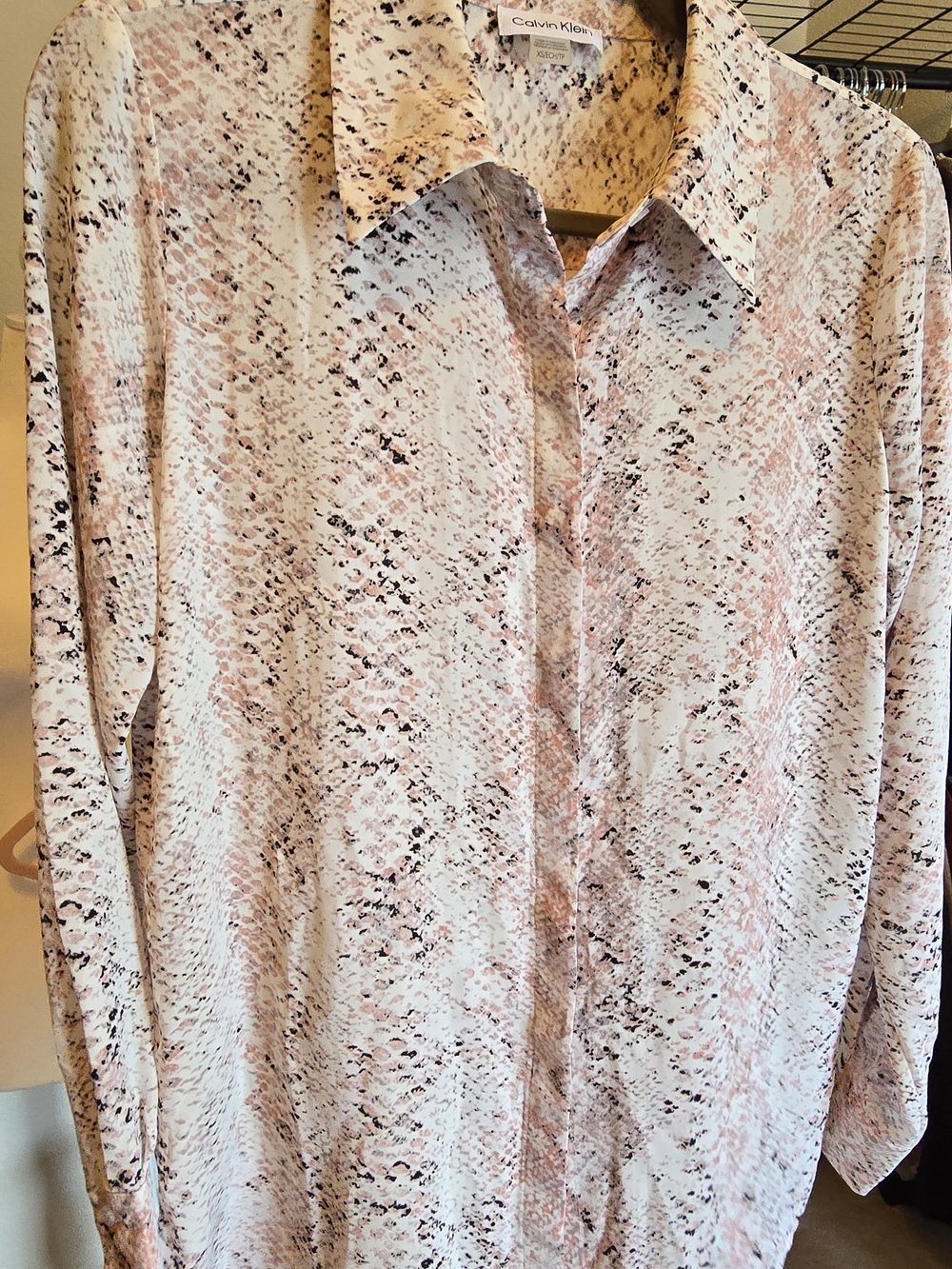 Calvin Klein XS Oversized Button Down Blouse Semi-sheer